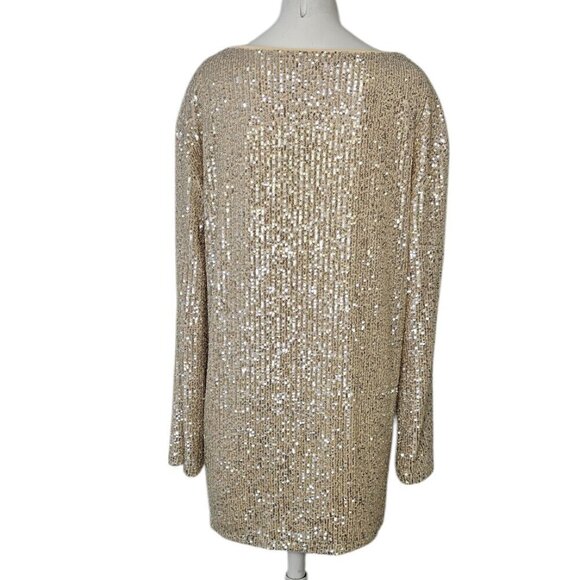 Revolve Lovers + Friends Coco Tunic Allover Sequin Dress, Silver, Oversize, XS - Picture 4 of 8